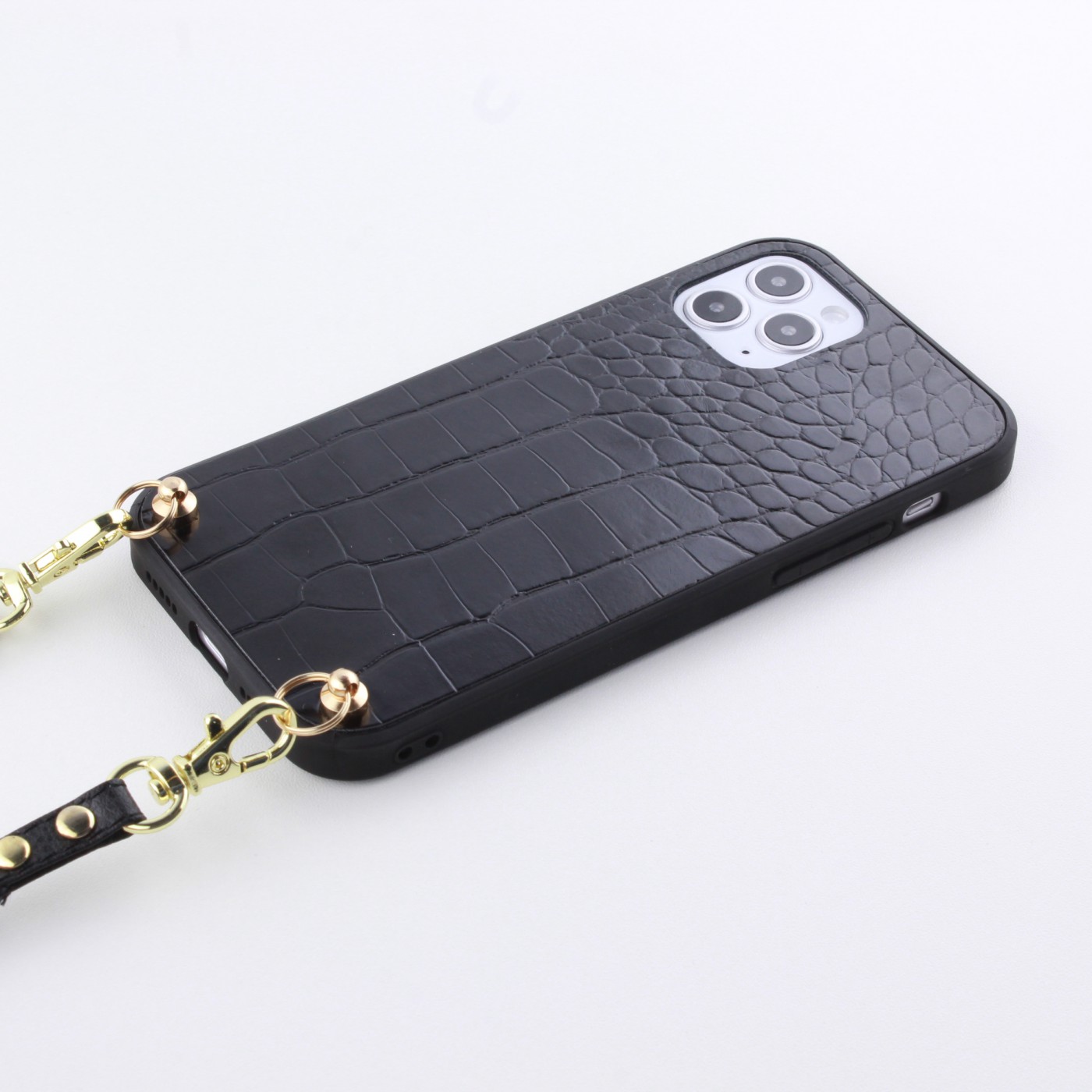 Coque iPhone 11 - Croco avec lanière noir