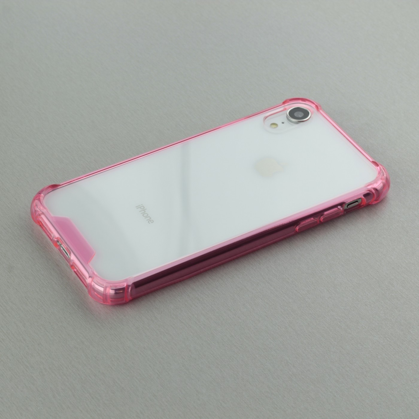 Coque iPhone XR Bumper Glass rose foncé transparent
