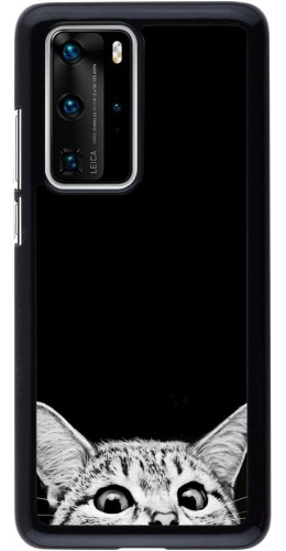 Coque Huawei P40 Pro - Cat Looking Up Black