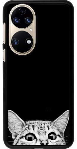 Coque Huawei P50 - Cat Looking Up Black