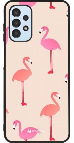 Coque Samsung Galaxy A13 - Silicone rigide noir Pink Flamingos Pattern
