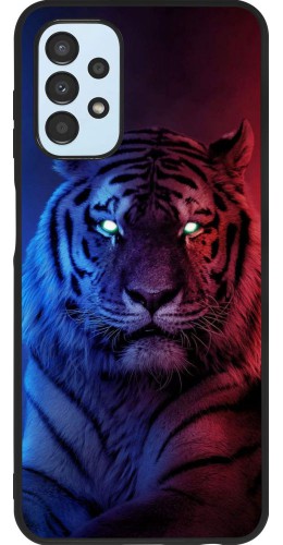 Coque Samsung Galaxy A13 - Silicone rigide noir Tiger Blue Red
