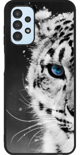 Coque Samsung Galaxy A13 - Silicone rigide noir White tiger blue eye
