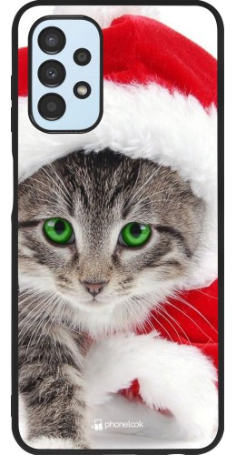 Coque Samsung Galaxy A13 - Silicone rigide noir Christmas 21 Real Cat
