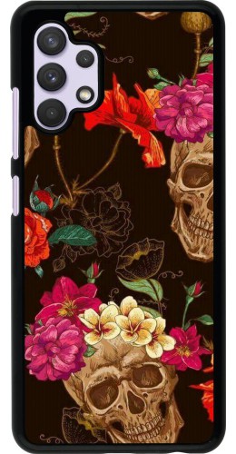 Coque Samsung Galaxy A32 - Skulls and flowers
