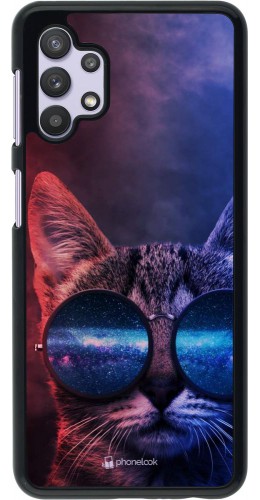 Coque Samsung Galaxy A32 5G - Red Blue Cat Glasses
