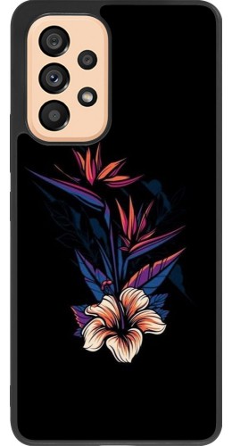 Coque Samsung Galaxy A53 5G - Silicone rigide noir Dark Flowers