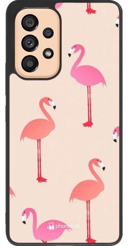 Coque Samsung Galaxy A53 5G - Silicone rigide noir Pink Flamingos Pattern