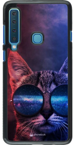 Coque Samsung Galaxy A9 - Red Blue Cat Glasses