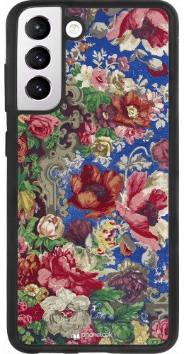 Coque Samsung Galaxy S21 FE 5G - Silicone rigide noir Vintage Art Flowers