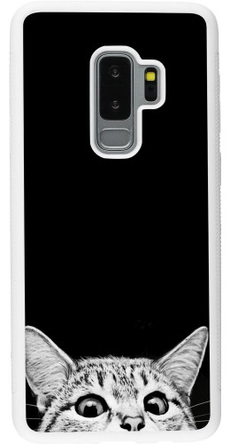 Coque Samsung Galaxy S9+ - Silicone rigide blanc Cat Looking Up Black