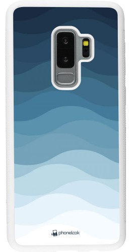 Coque Samsung Galaxy S9+ - Silicone rigide blanc Flat Blue Waves