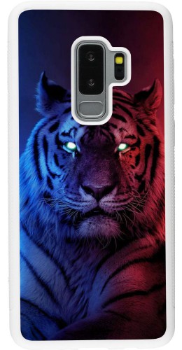 Coque Samsung Galaxy S9+ - Silicone rigide blanc Tiger Blue Red