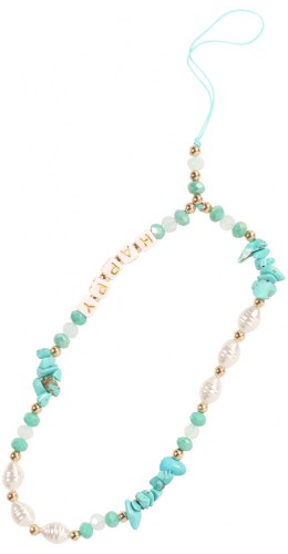 Bijou de téléphone universel / Pendentif bracelet à charms - N°63 - HAPPY pierres - Turquoise