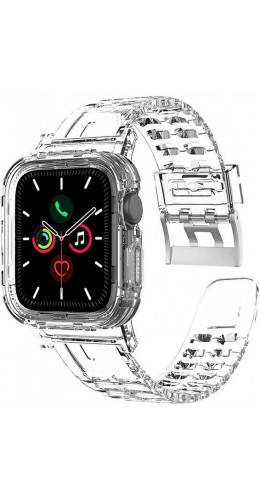 Bracelet 2 en 1 avec coque de protection en silicone, taille réglable - Transparent - Apple Watch 38 mm / 40 mm / 41 mm