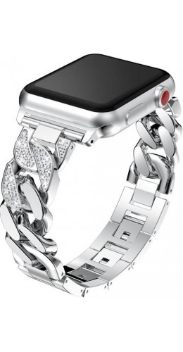 Bracelet en acier Diamond Loop avec strass luxueux à grosses boucles - Argent - Apple Watch 42 mm / 44 mm