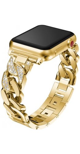 Bracelet en acier Diamond Loop avec strass luxueux à grosses boucles - Or - Apple Watch 42 mm / 44 mm