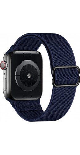 Bracelet nylon élastique sport, réglable, souple, lavable - Bleu foncé - Apple Watch 42mm / 44mm / 45mm