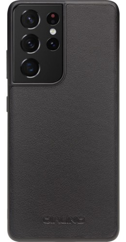 Coque Samsung Galaxy S21 Ultra 5G - Qialino cuir véritable noir