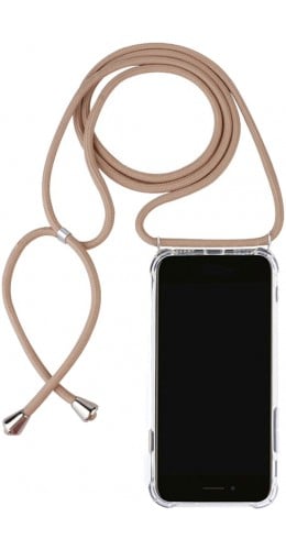 Coque iPhone 12 Pro Max - Gel transparent avec lacet beige