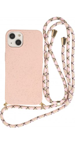 Coque iPhone 13 - Bio Eco-Friendly nature avec cordon collier rose