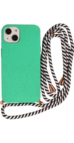 Coque iPhone 13 mini - Bio Eco-Friendly nature avec cordon collier turquoise