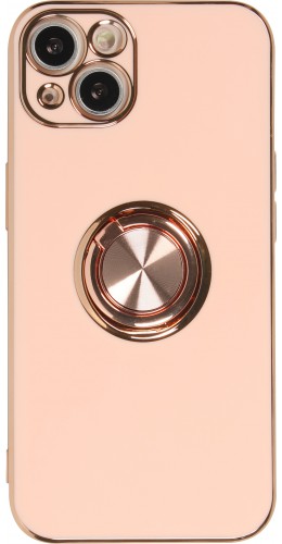 Coque iPhone 13 - Gel Bronze avec anneau rose