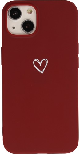 Coque iPhone 13 mini - Gel coeur rouge