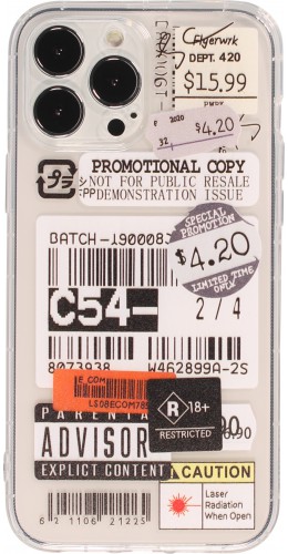 Coque iPhone 13 Pro Max - Autocollant Vintage Sticker étiquette de prix collage - Transparent