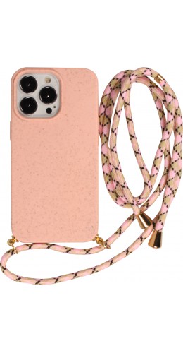 Coque iPhone 13 Pro - Bio Eco-Friendly nature avec cordon collier - Rose