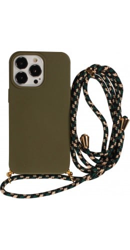 Coque iPhone 13 Pro - Bio Eco-Friendly nature avec cordon collier vert foncé