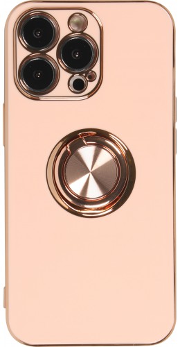 Coque iPhone 13 Pro - Gel Bronze avec anneau rose