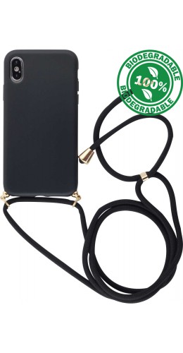 Coque iPhone X / Xs - Bio Eco-Friendly nature avec cordon collier - Noir