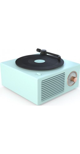 Enceinte vintage Bluetooth vinyle rétro tourne-disque - Turquoise