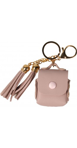 Etui cuir AirPods 1 / 2 - à Franges, Mini-sac à main avec Porte-clés - Rose clair