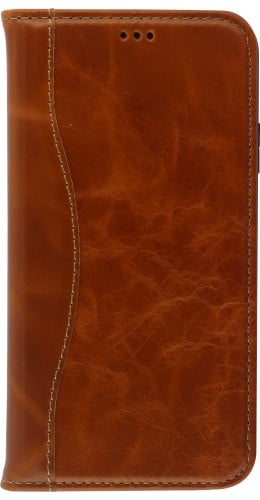 Fourre iPhone 12 / 12 Pro - Flip Fierre Shann cuir véritable brun