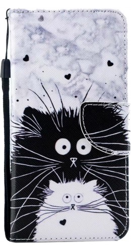 Fourre iPhone 11 - Flip Chats noir & - Blanc
