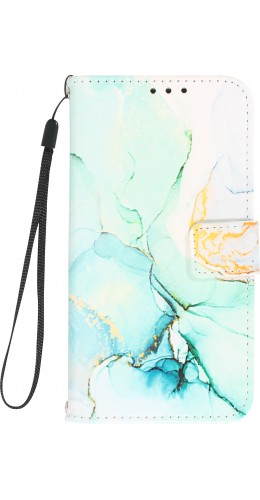 Fourre iPhone 12 / 12 Pro - Flip Wallet Liquid Color avec fermeture à aimant - Mint Wave