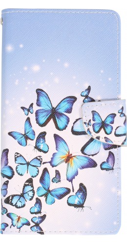 Fourre iPhone 13 Pro - Premium Wallet flip fermeture magnétique et porte-carte - Nuée de papillons - Violet clair