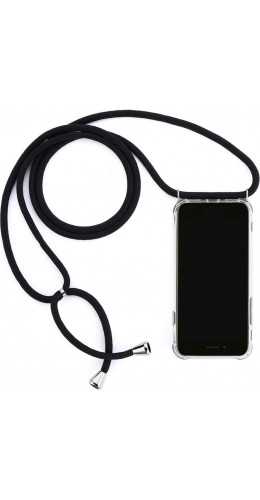 Coque iPhone 12 mini - Gel transparent avec lacet noir