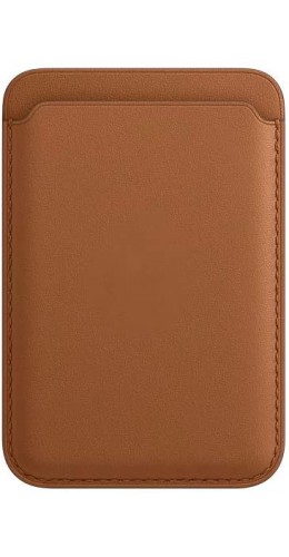 Porte-cartes magnétique wallet en cuir - Compatible avec Apple MagSafe - Brun