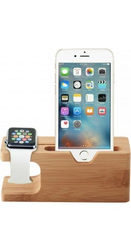 Support universel deluxe pour iPhone + Apple Watch - Support en bois de bambou