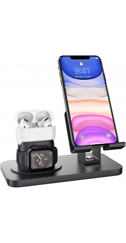 Support de charge multifonctionnel 3 en 1 - rotatif à 180° pour Apple Watch, AirPods, Smartphone - Noir