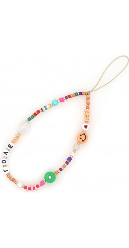 Bijou de téléphone universel / Pendentif bracelet à charms - N°44 LOVE lune smiley