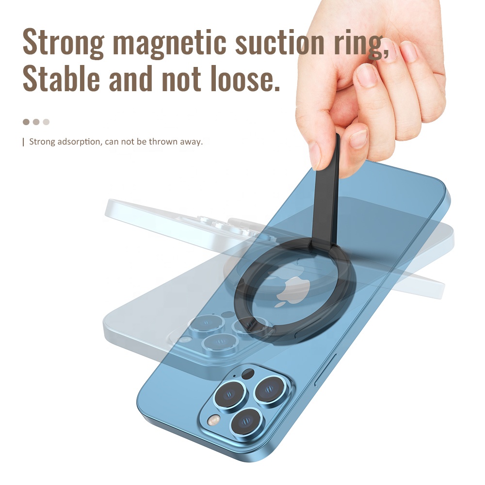 Anneau de support universel en aluminium magnétique avec support MagSafe - Noir