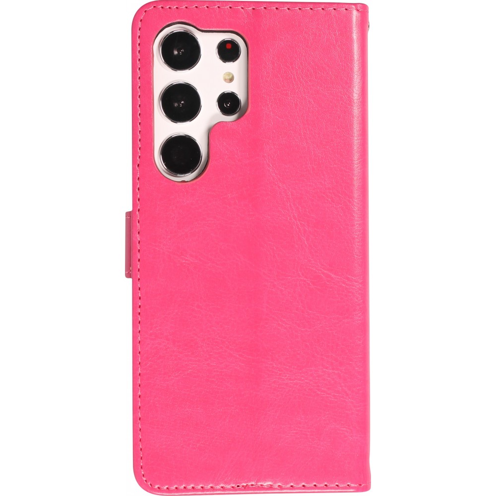 Fourre Samsung Galaxy S23 Ultra - Premium Flip cuir lisse porte-cartes - Rose foncé