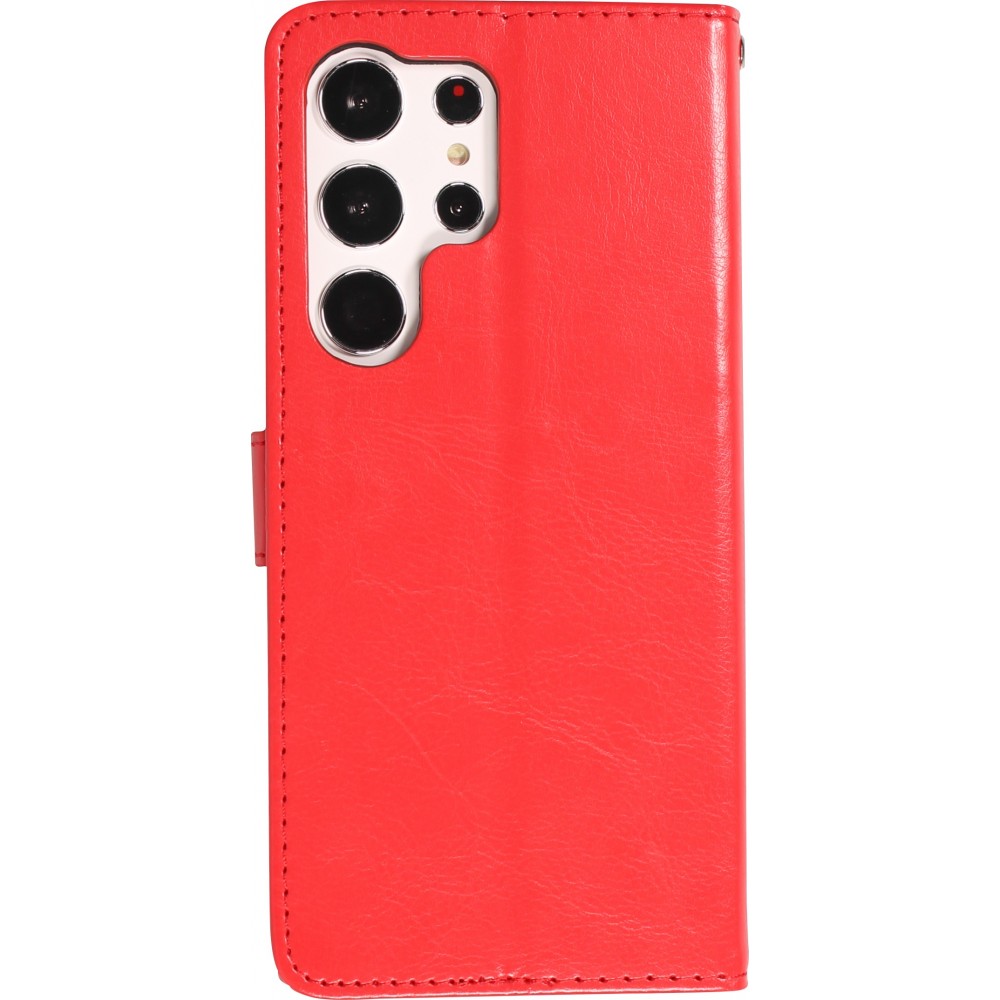 Fourre Samsung Galaxy S23 Ultra - Premium Flip cuir lisse porte-cartes - Rouge