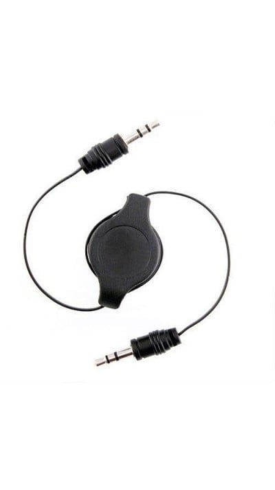 Câble audio extensible - Connecteur double face AUX 3,5 mm Jack - Noir