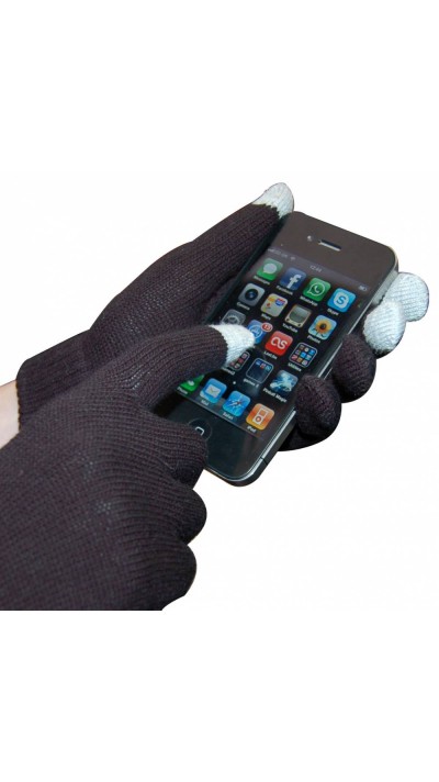 Gants tactiles universels pour l'hiver avec compatibilité avec les écrans de smartphones et tablettes - Taille universelle - Noir