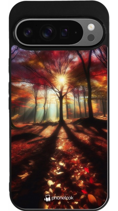 Google Pixel 9 Pro XL Case Hülle - Silikon schwarz Herbstlicher goldener Glanz